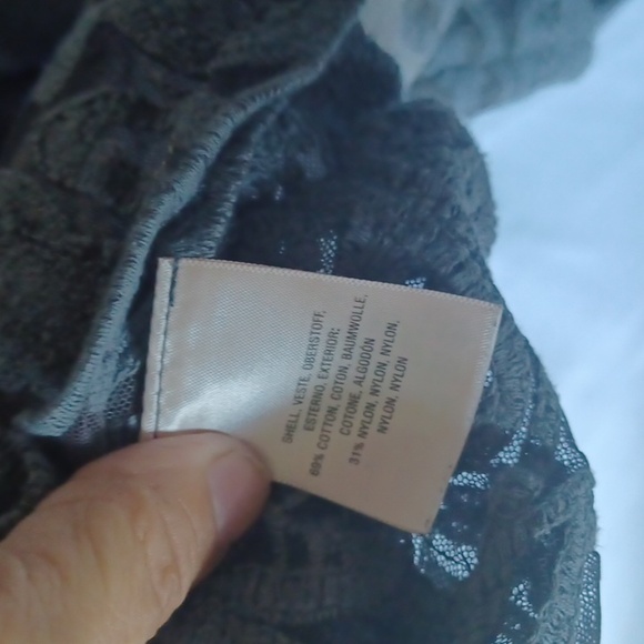 Meadow Rue Anthropologie Lace Ombré Blouse, gray, semi-sheer, SP - Picture 6 of 7